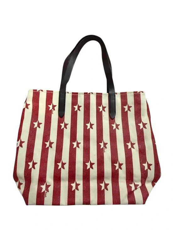 COACH Red & Cream Star Stripe Tote Bag - Picture 2 of 4